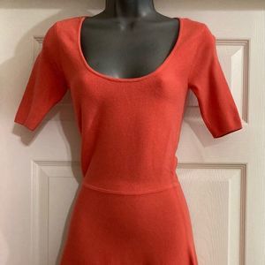 BCBGeneration Peach Coral Midi Stretchy Dress BCBGENERATION